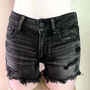 NWT American Eagle distressed black denim shorts